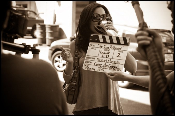 Sarah Edmondson filming the pilot of Michael Margolis' 