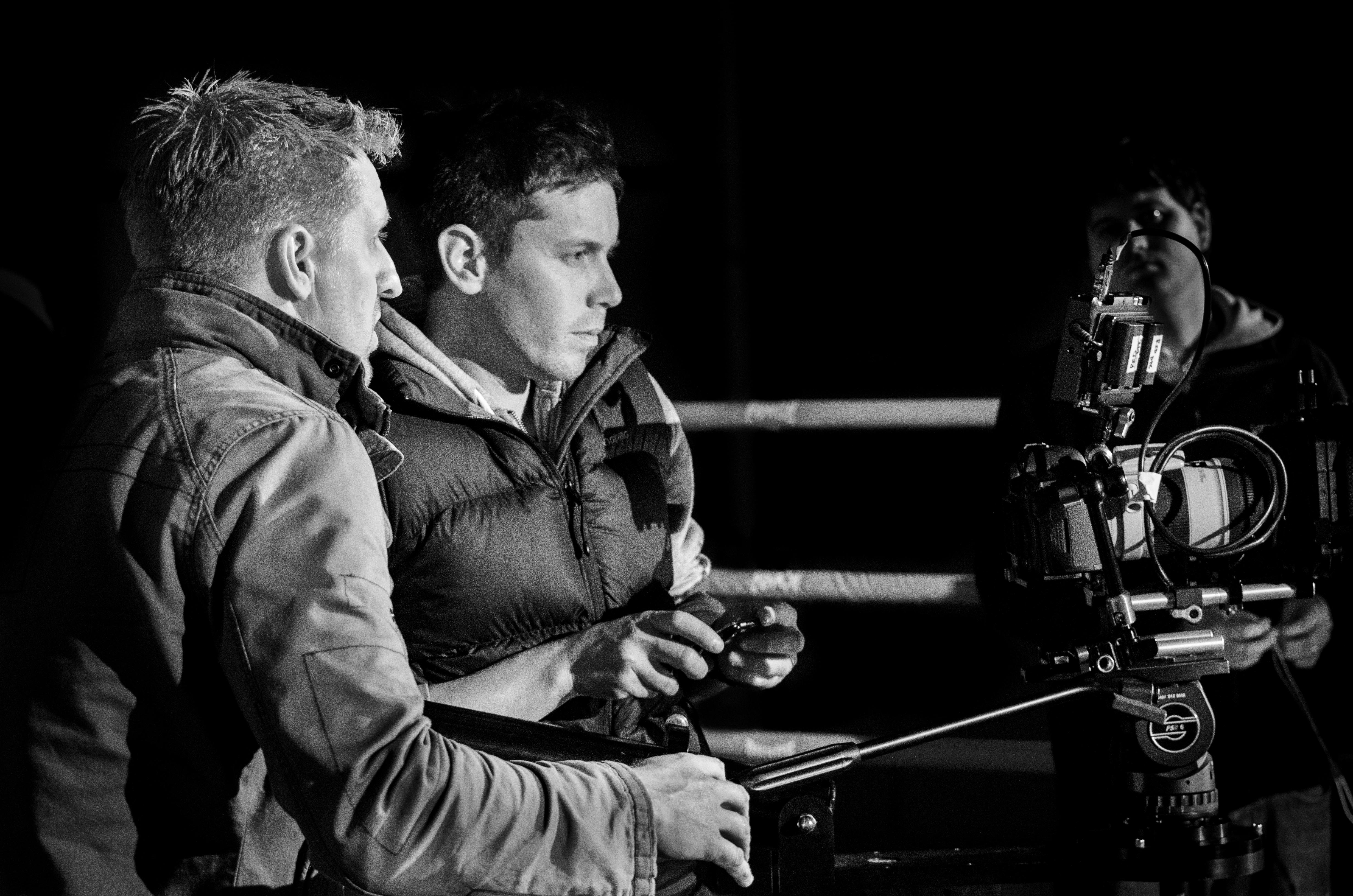 Rayner Cook and Matt Mirams on the set of Fighting Chance