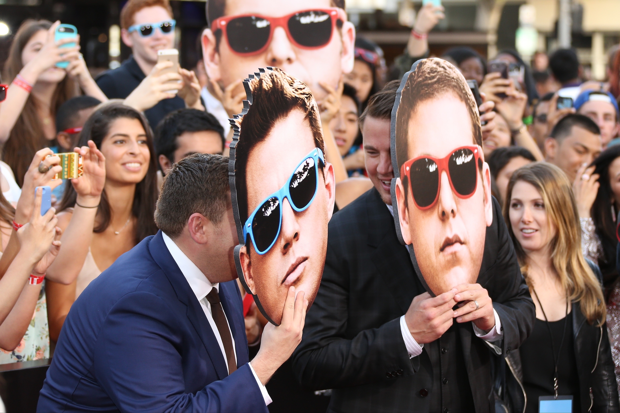 Actors Jonah Hill and Channing Tatum arrive at the Los Angeles premiere of 