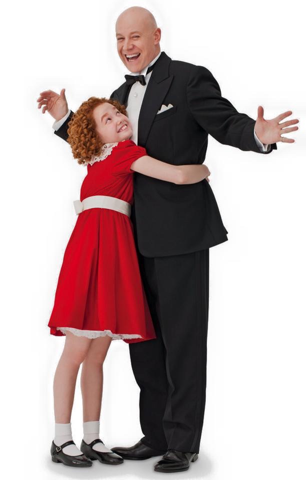 Taylor Richardson (Annie) with co-star Anthony Warlow (Daddy Warbucks) in promotional photo for Annie the Musical Broadway revival 2013