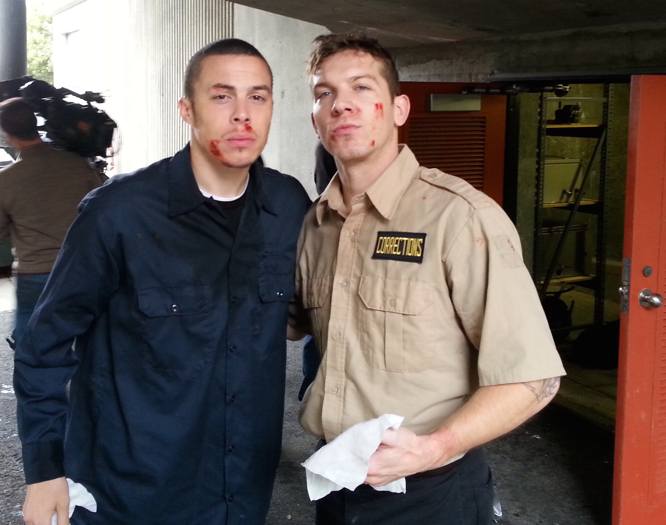 From left to right John Orantes and Adam Reeser on the set of 