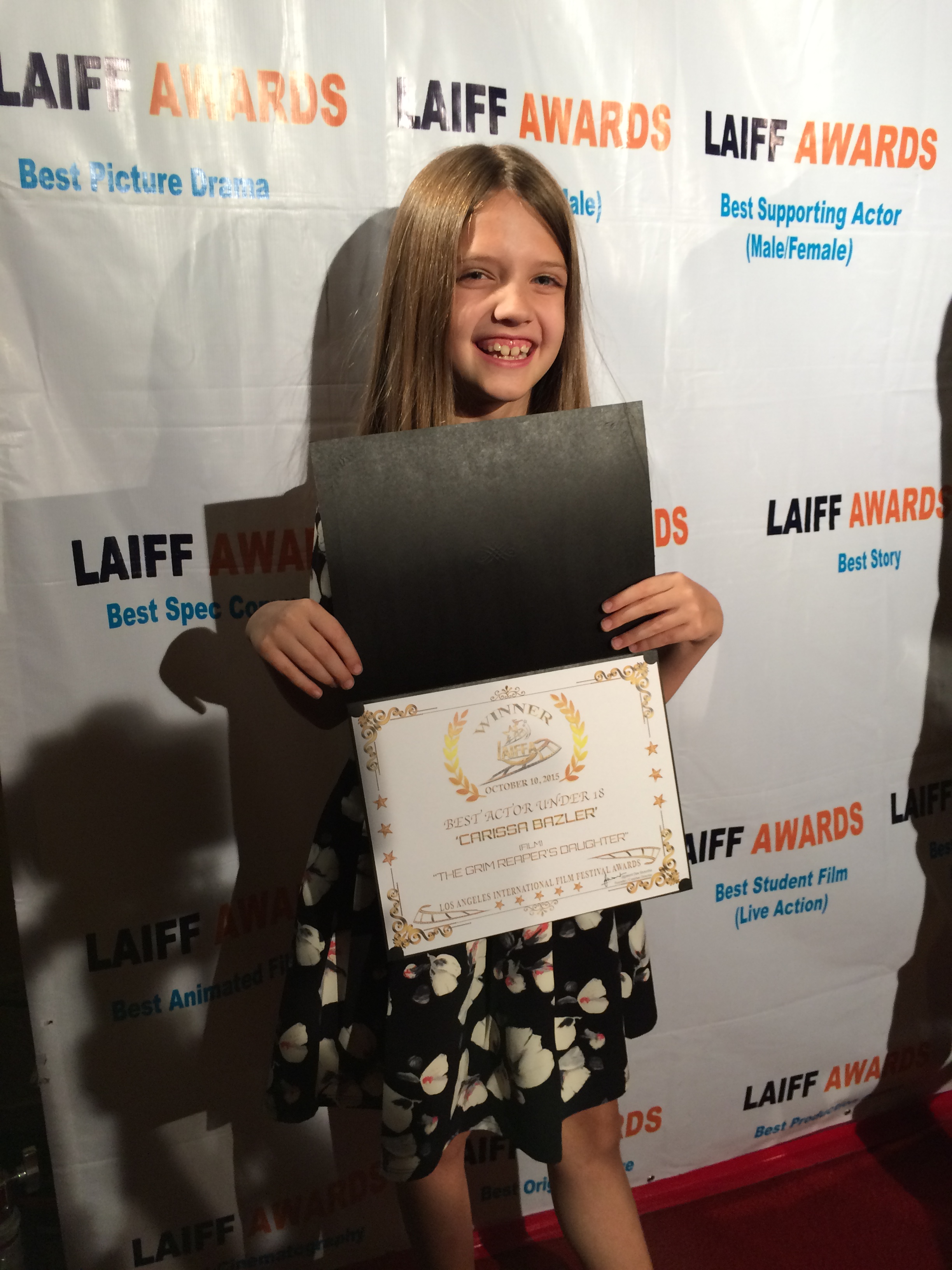 Carissa Bazler Wins Best Youth Actor at LA Indy Film Festival Awards