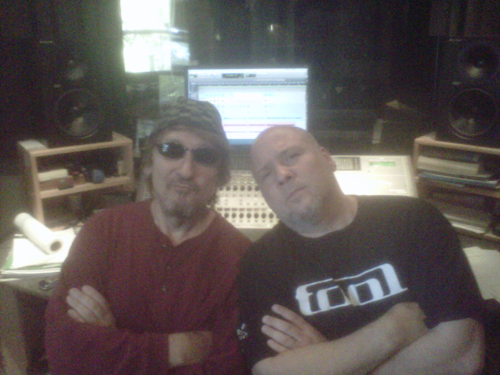 John and friend DIVINE SORROW lead singer Bryan Chappell at the recording studio for 