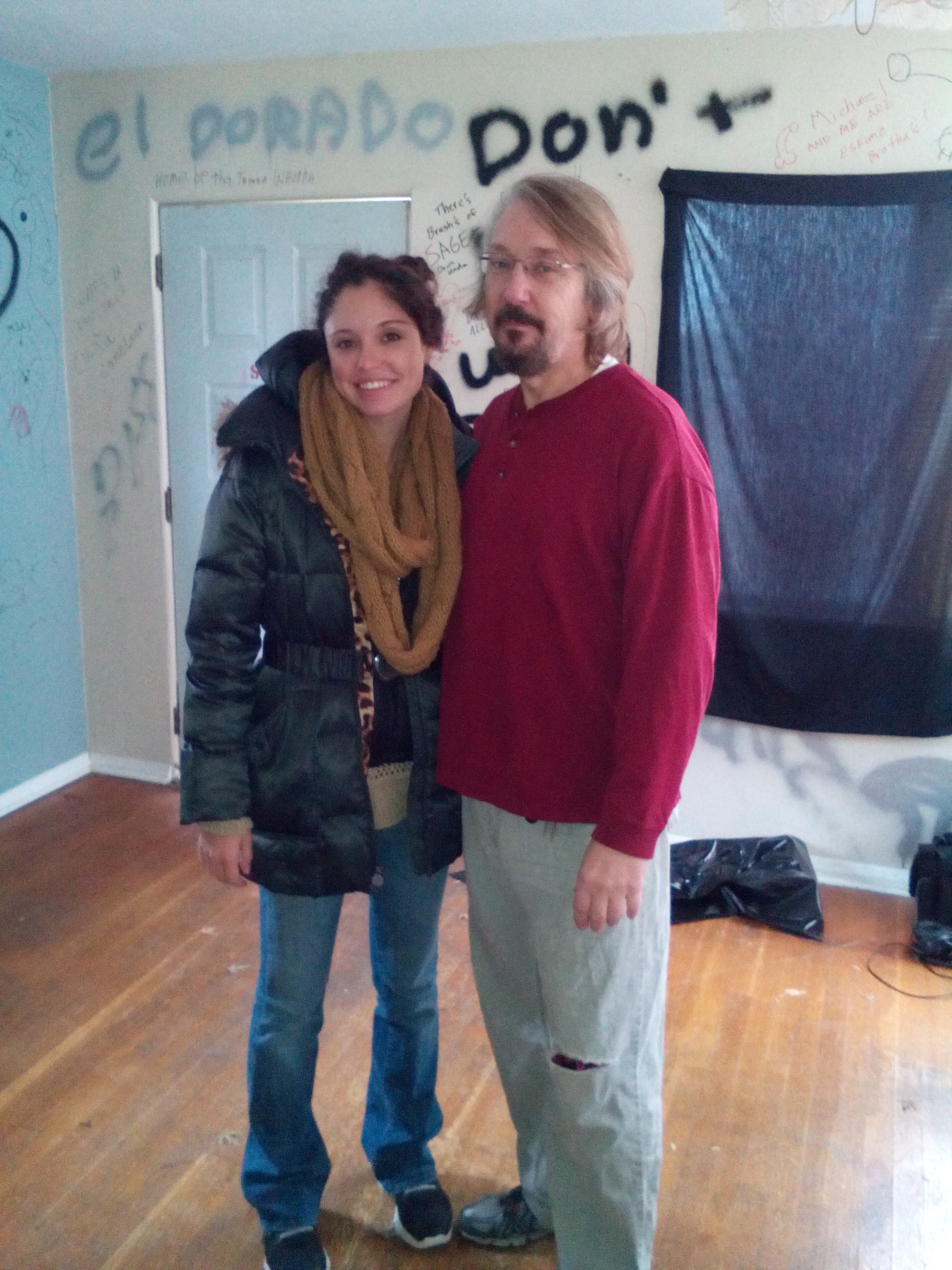 Actress Mara Hernandez and John on set of UABRS film in Saint Louis