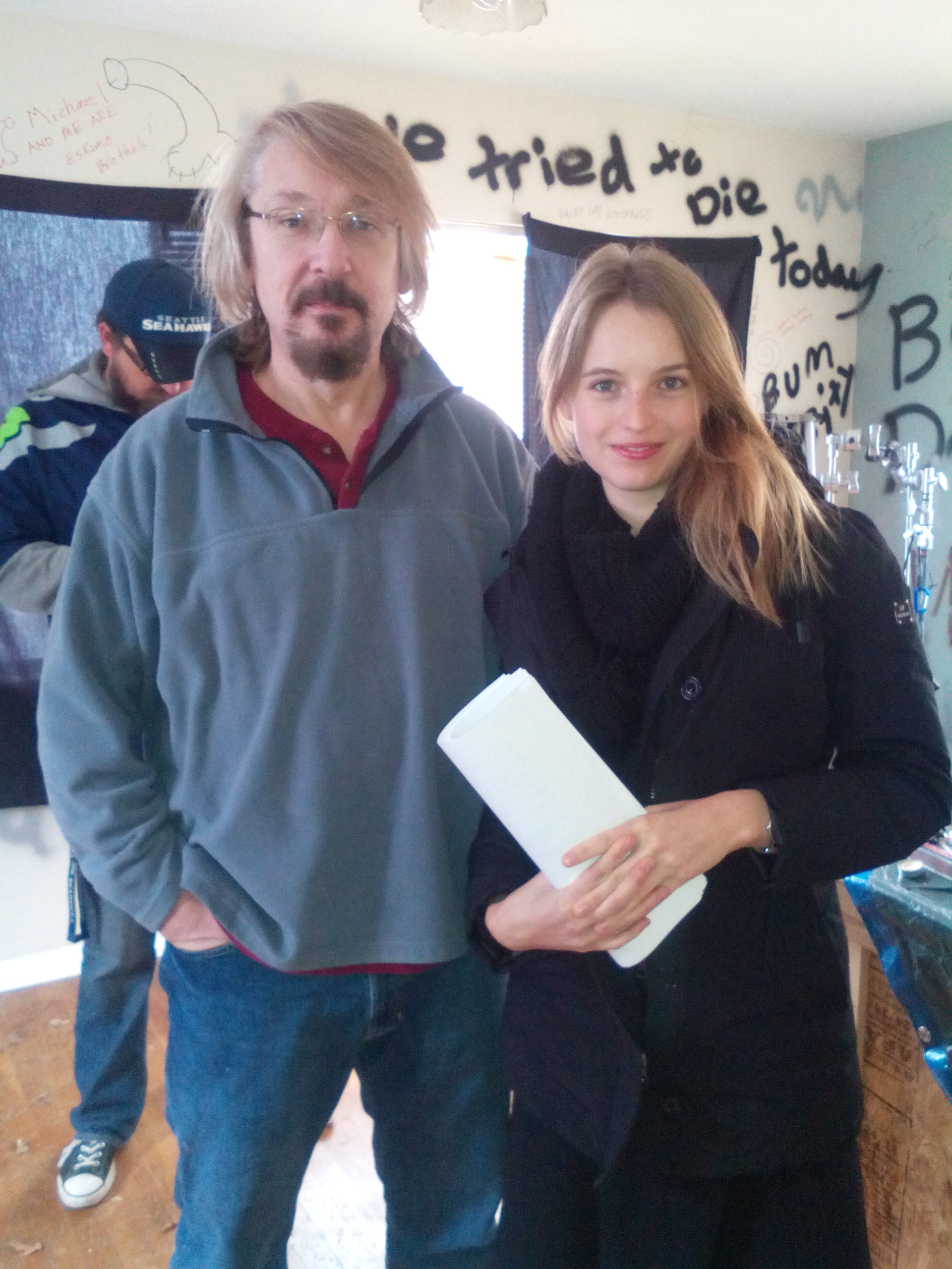 John and german actress Ella-Maria Gollmer on set of UABRS film in St. Louis