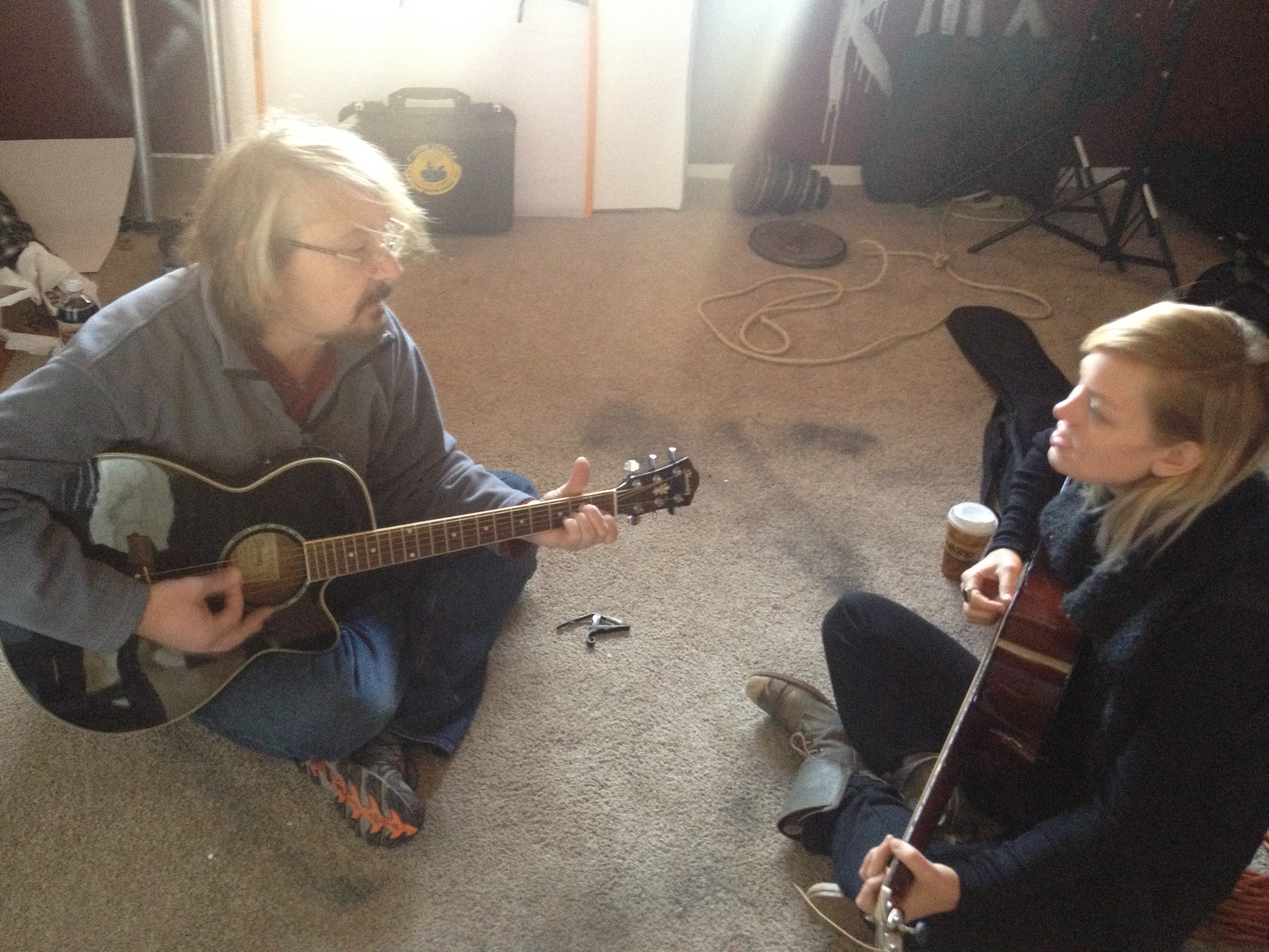 John works with actress Abby Wathen for her singing scene in UABRS film.