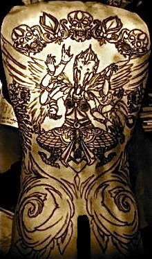 Stefan Solea back tattoo