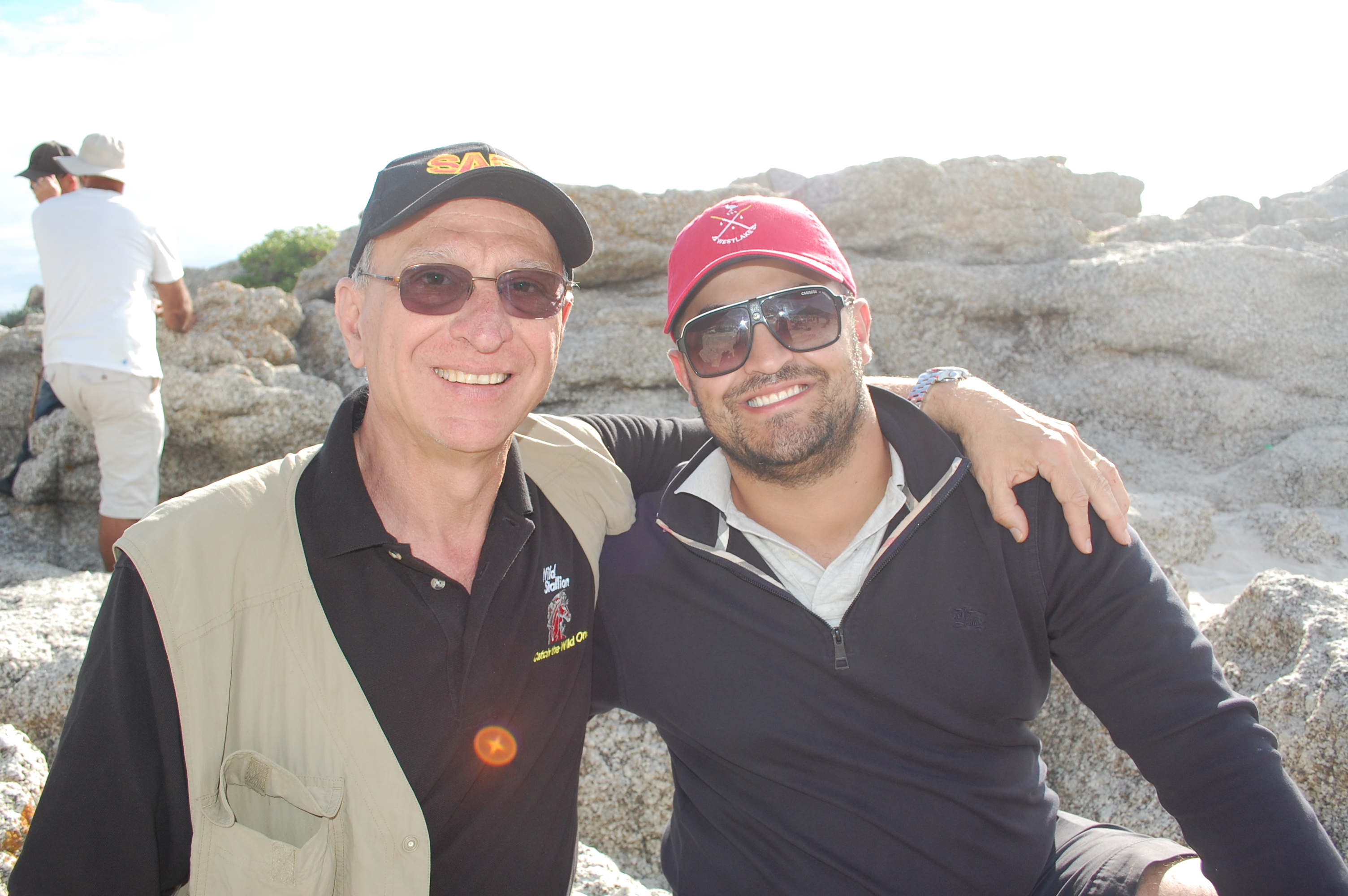 Producer Steven Galanis with father Themis Galanis on the set of SAF3 in Camps Bay in Cape Town, South Africa.