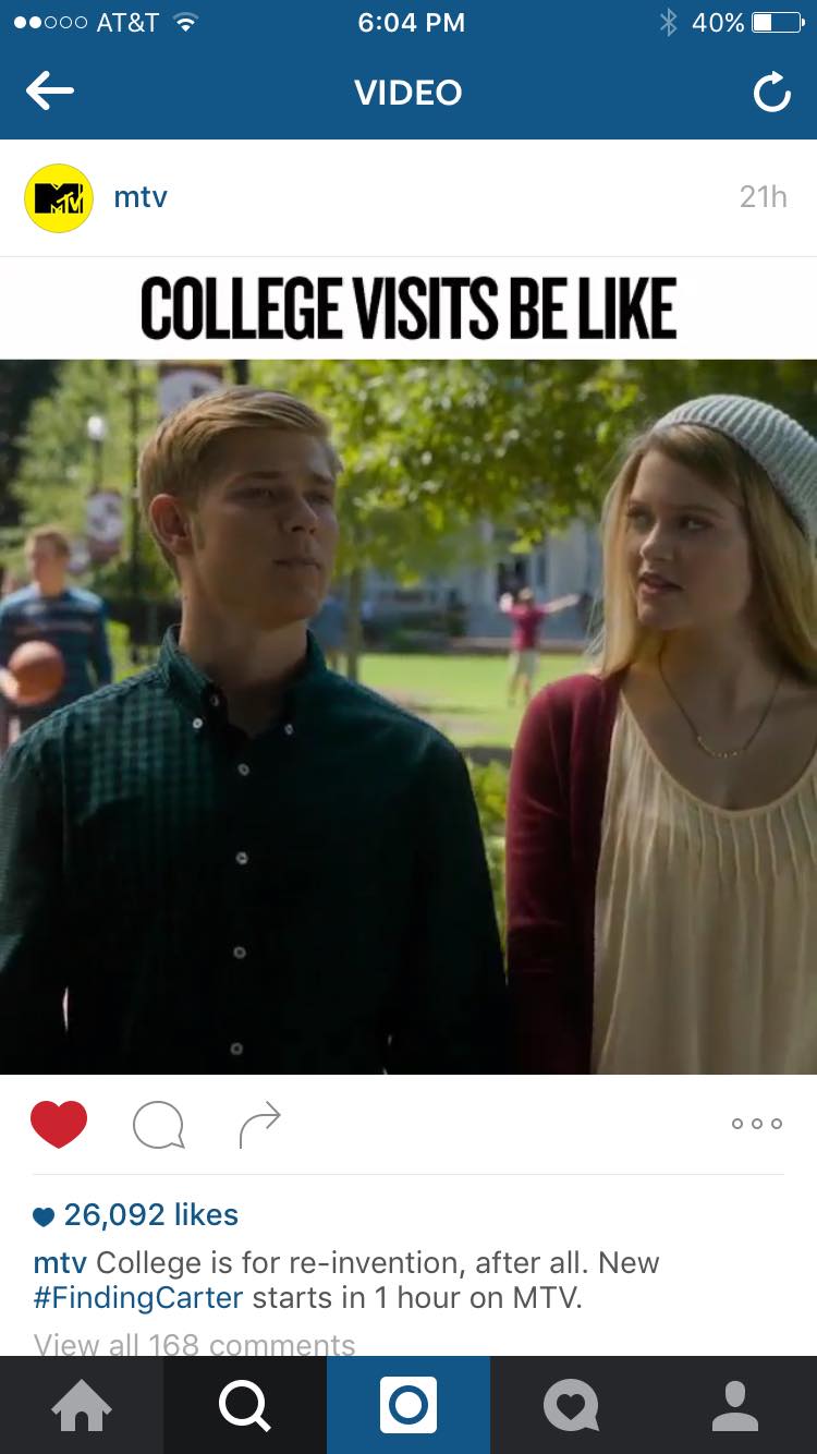 Kelly Lamor Wilson featured on MTV's official Instagram account for her role in Finding Carter.