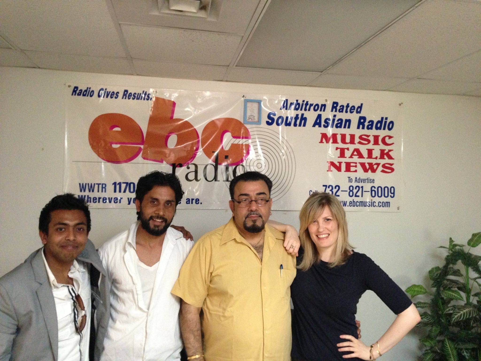 Ashok Chaudhary with Di , kulraaj and Shane after the interview for EBC Radio for an off Broadwy play 