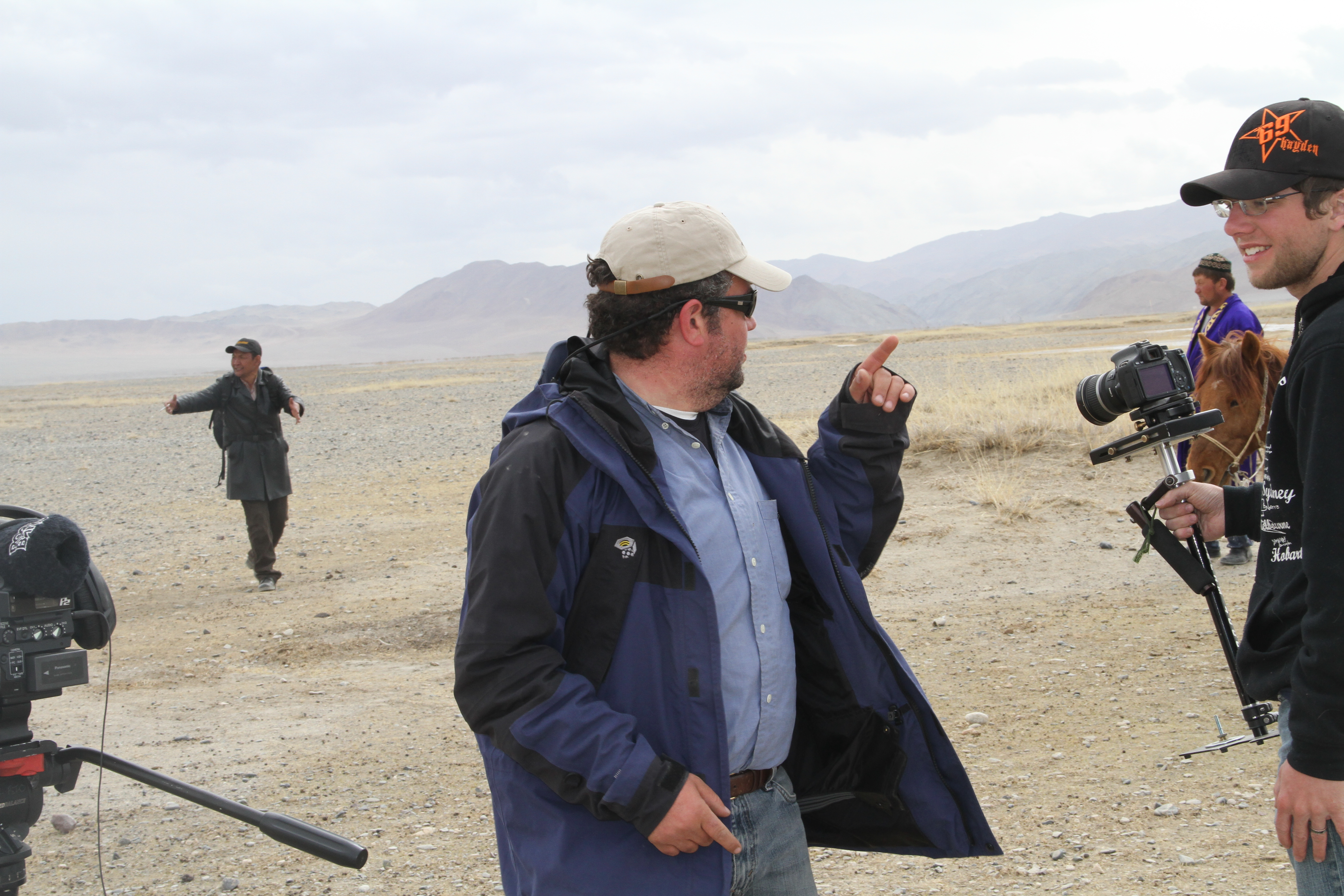 Director of Photograhy, Fernando Del Rio on the set in Mongolia