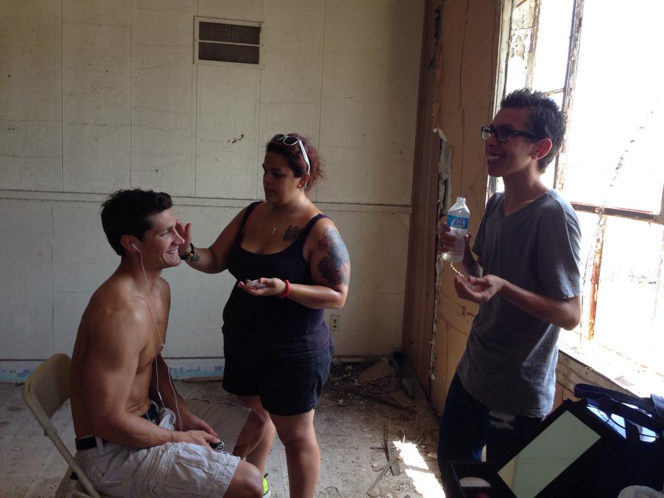 Still from Shattered. Getting getting makeup.