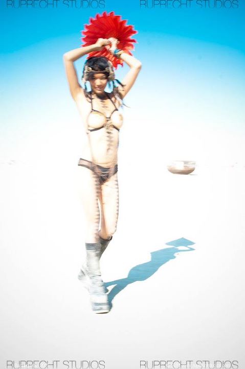 Burning Man Parasol - Body Painting by Hans Haveron