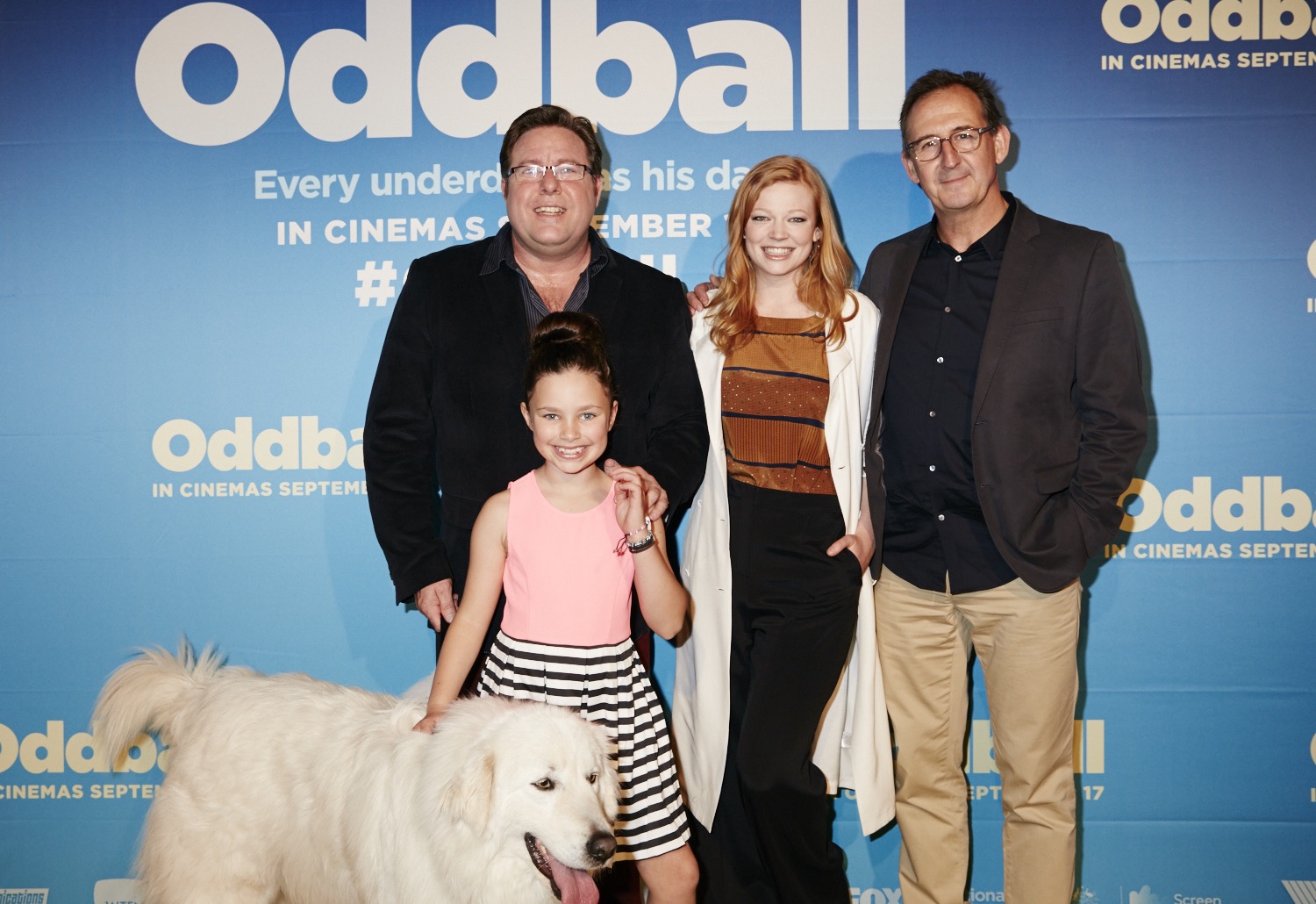 Shane Jacobson, Coco Jack Gillies, Sarah Snook and Richard Keddie at the Sydney preview of Oddball (2015)