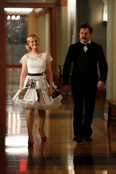 Still of Nick Offerman and Amy Poehler in Parks and Recreation (2009)