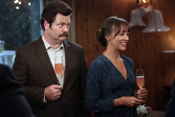 Still of Rashida Jones and Nick Offerman in Parks and Recreation (2009)