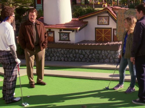 Still of Nick Offerman and Amy Poehler in Parks and Recreation (2009)