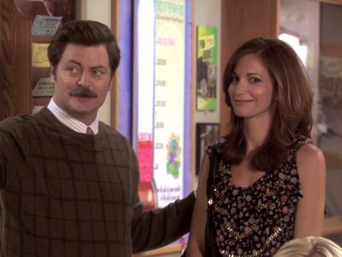 Still of Megan Mullally and Nick Offerman in Parks and Recreation (2009)