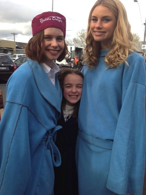 Lucinda Armstrong Hall on location with Lucy Fry and Phillippa Coulthard