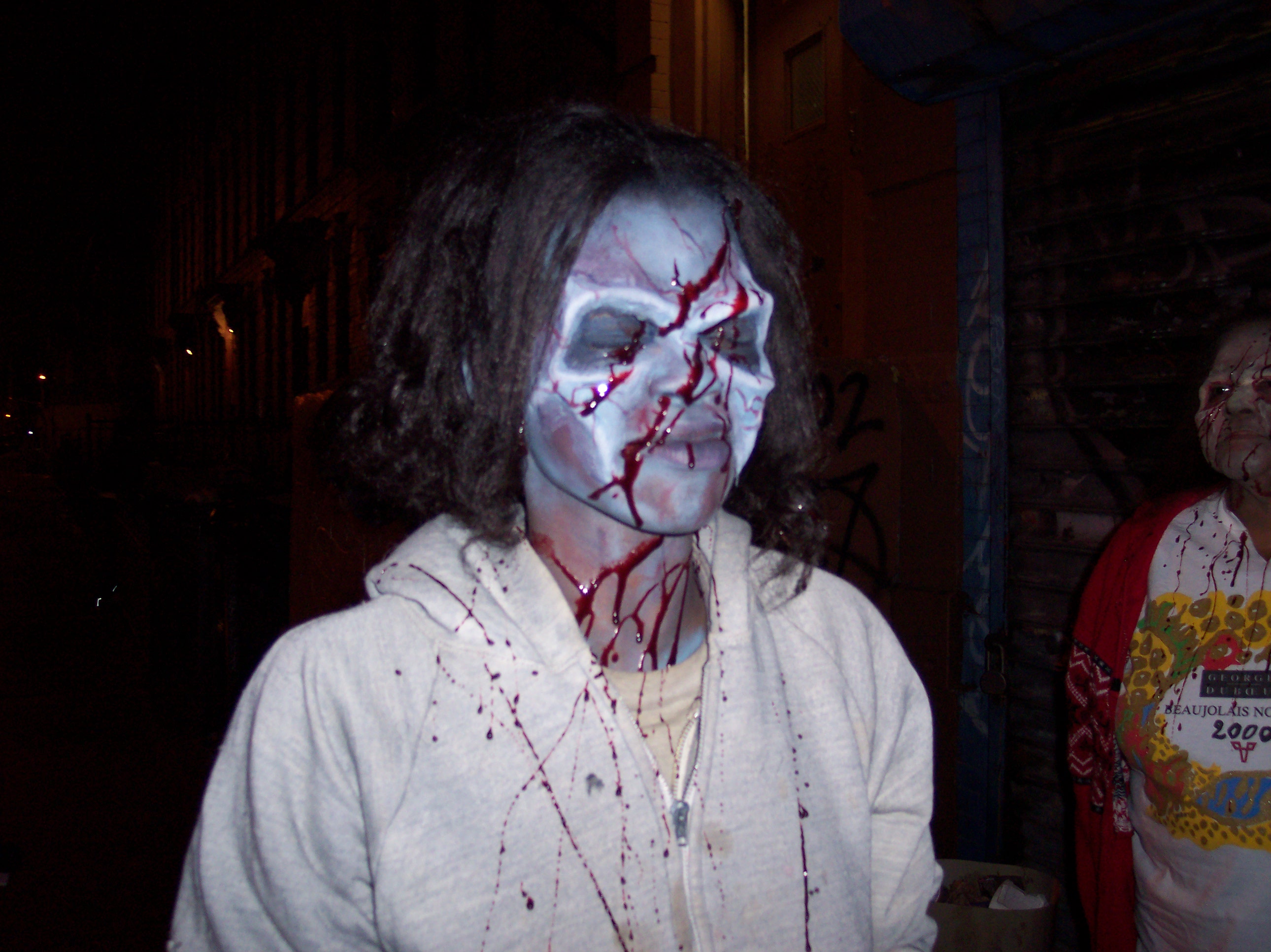 As the Blue Zombie on the set of 