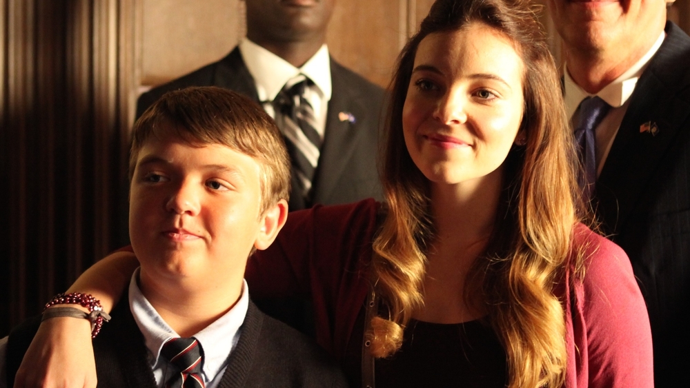 Still of Caitlin Zambito and Cole Jensen in 'Election Night'.