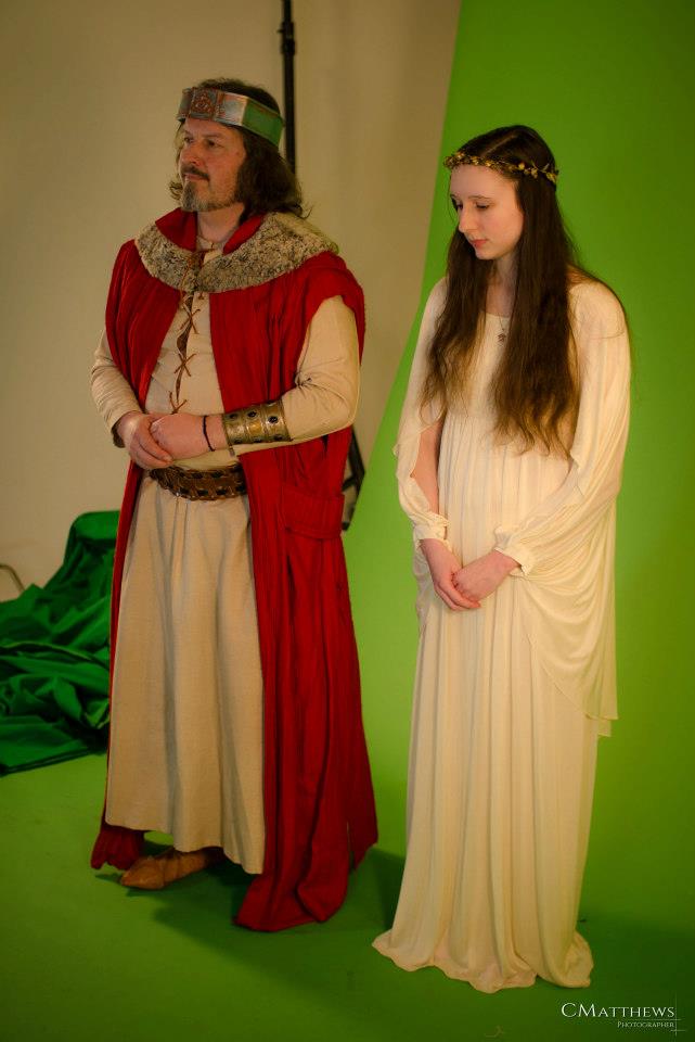 Left Peter James Hole (Duir Sol)as King Math Green Screen Filming for The Mabingion tales Curses and Secrets Location Tower Bridge Studios London