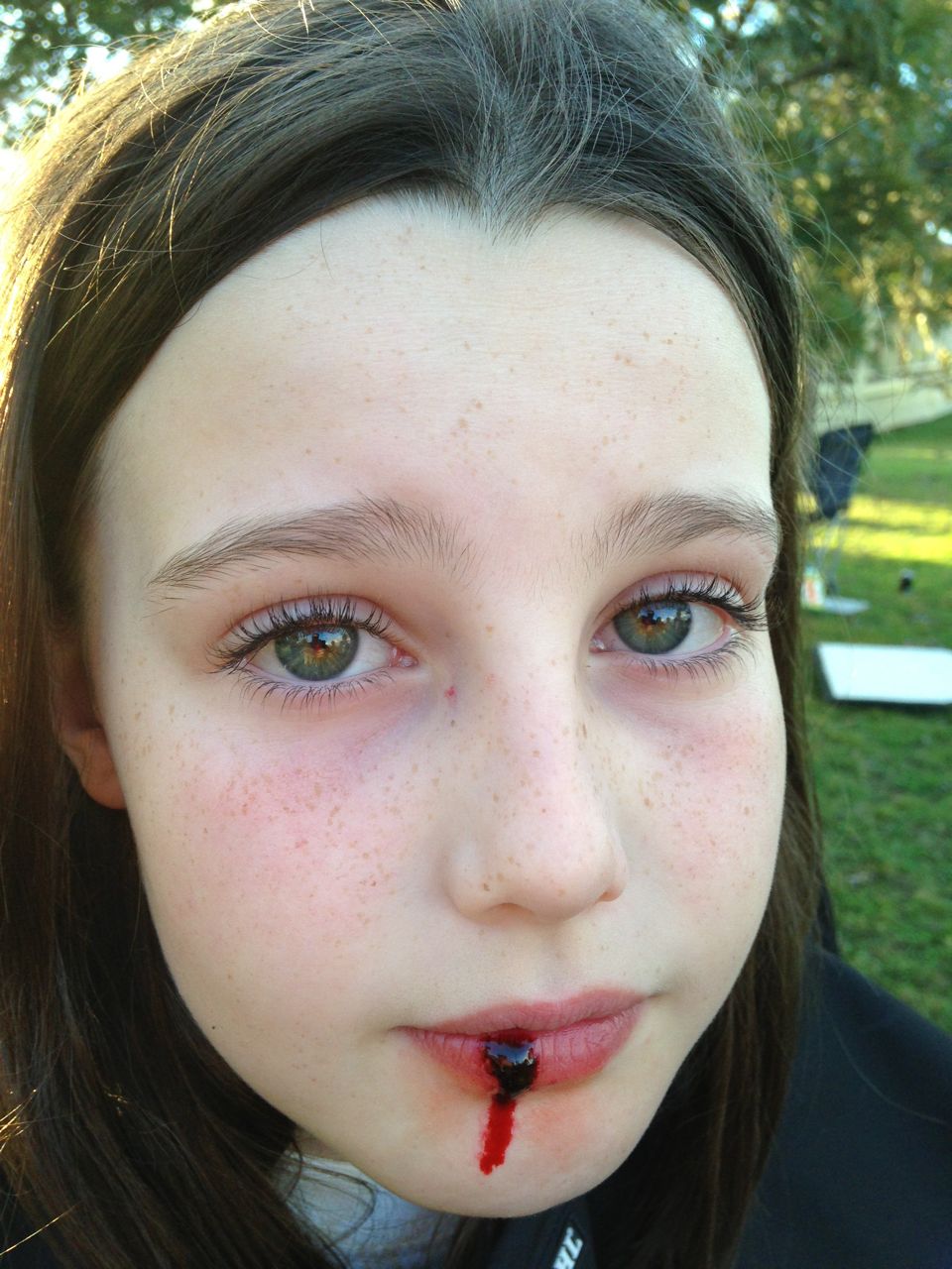 On set of Jackrabbit after her character has been struck by her father.