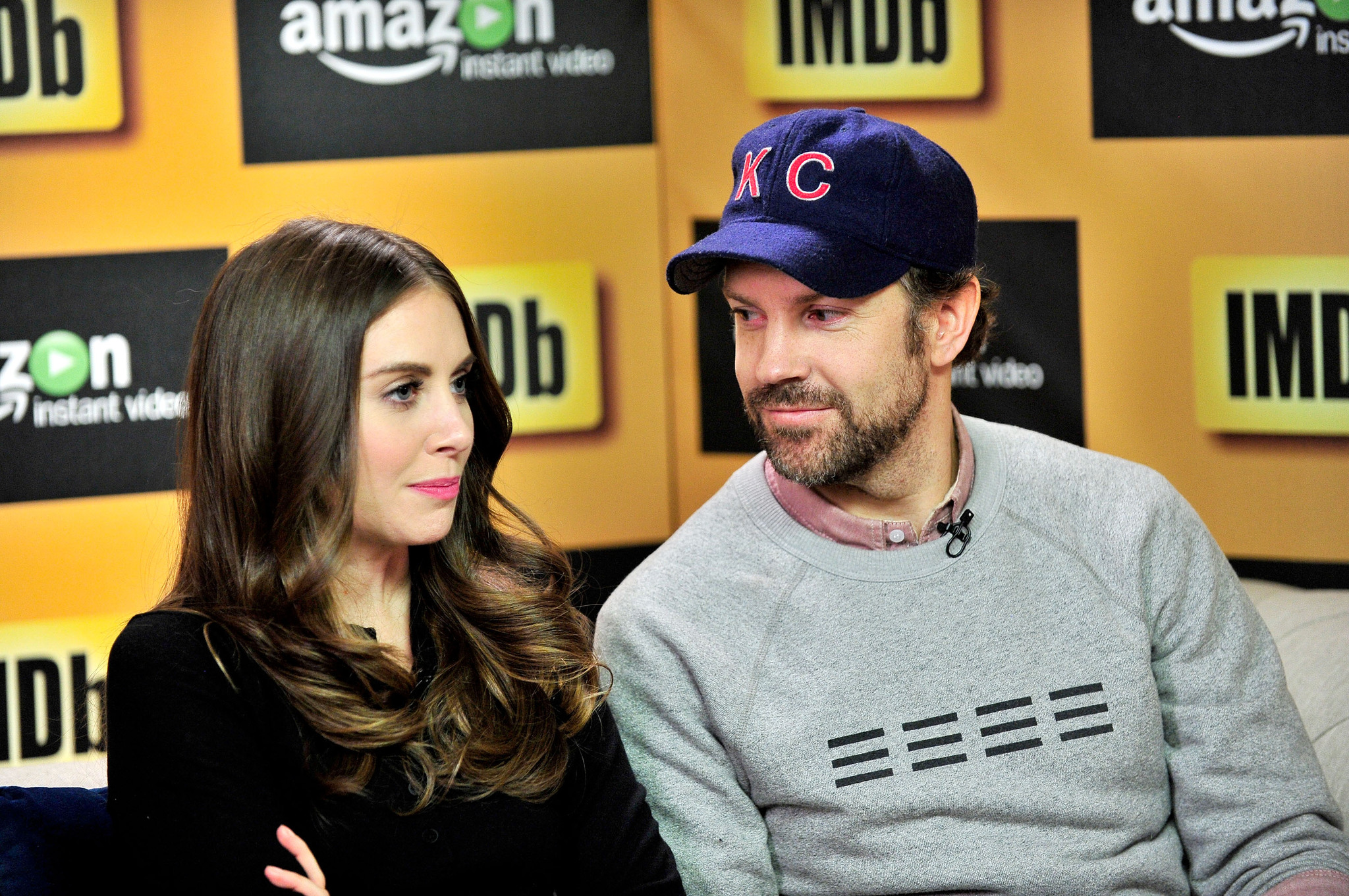 Jason Sudeikis and Alison Brie at event of The IMDb Studio (2015)