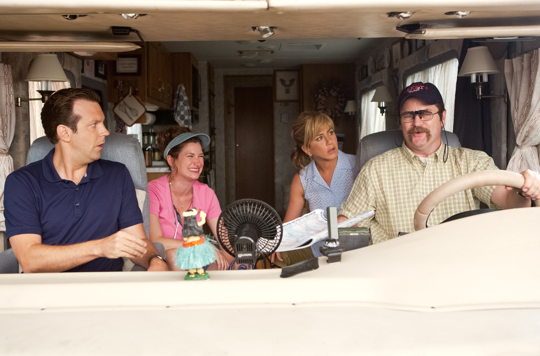 Still of Jennifer Aniston, Nick Offerman, Jason Sudeikis and Kathryn Hahn in Labas, mes Mileriai (2013)