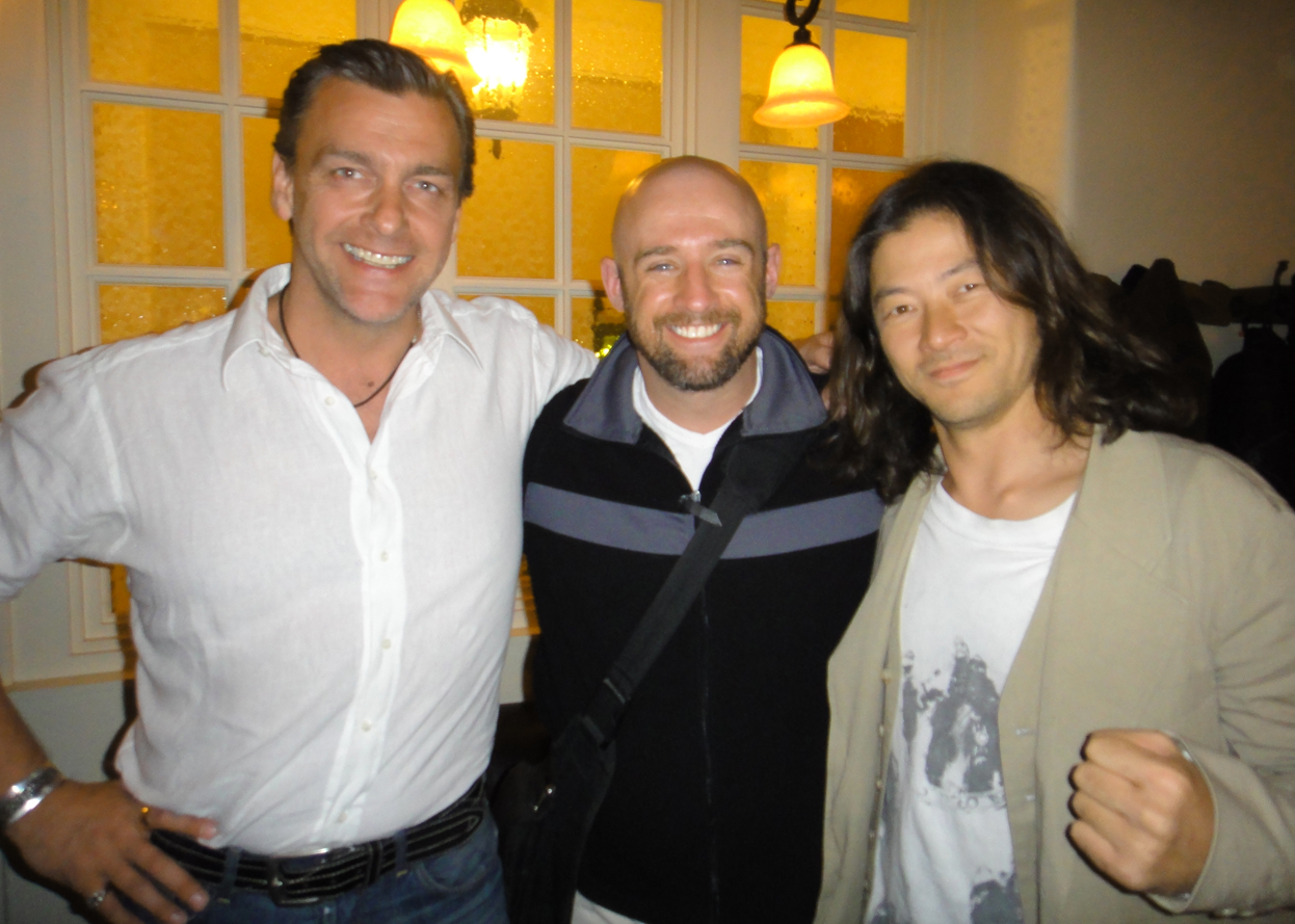 Jeremy Dunn, who plays a Frost Giant and Co-Star Ray Stevenson (Volstagg) and Co-Star Tadanobu Asano (Hogun)... at the New Mexico Wrap Party.