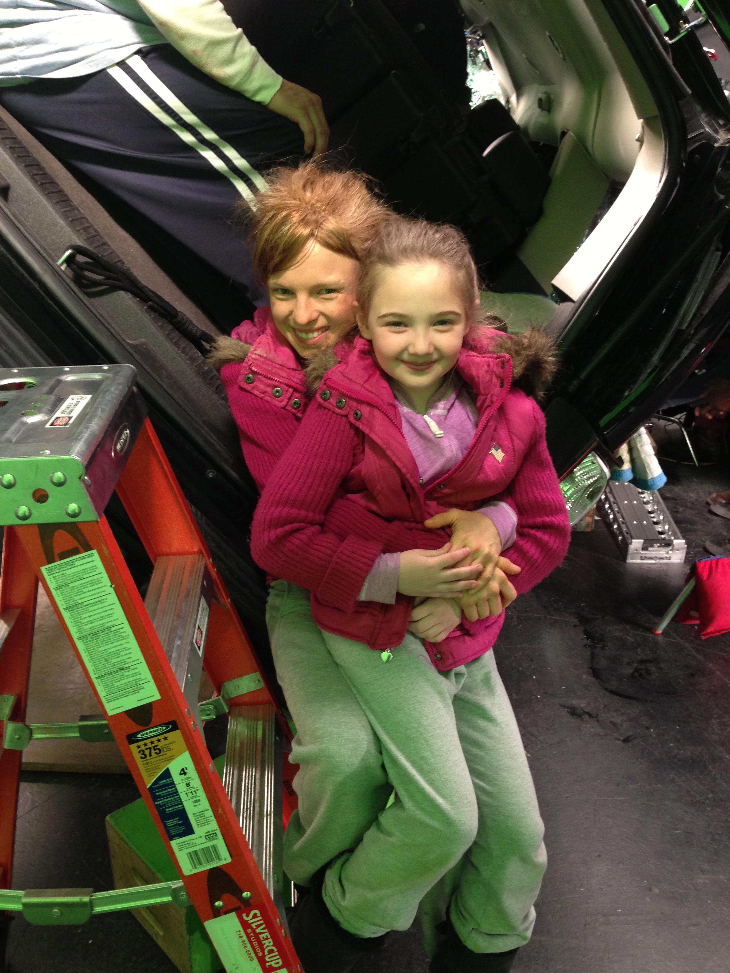 Emily Brobst (stunt double) and Delphina on the set of THE BLACKLIST