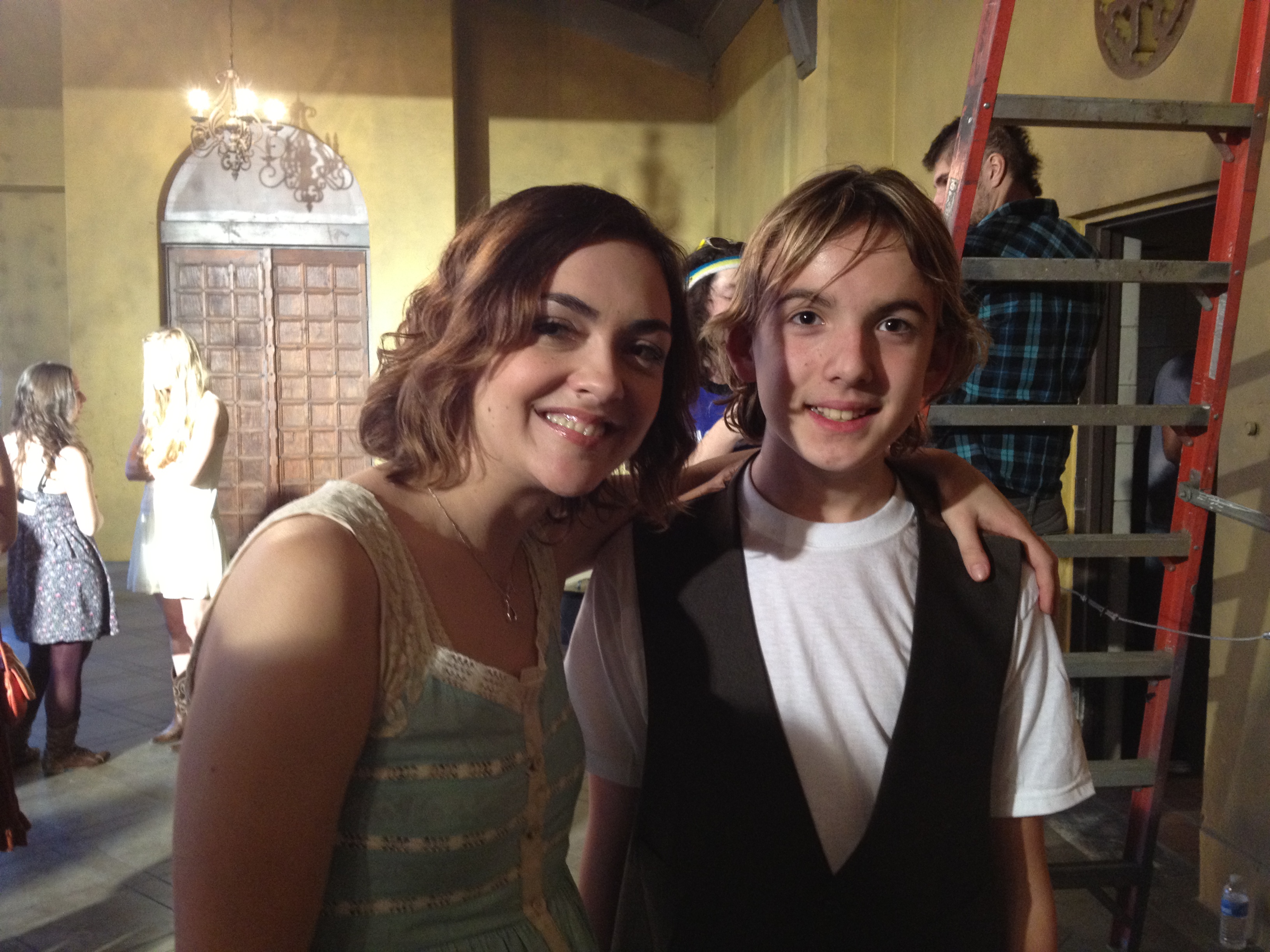 On set of the music video Ho Hey by the Lumineers. Adam made friends with Neyla Pekarek .