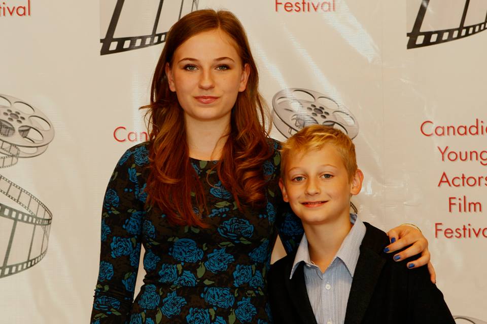With sister Adrienne Hicks at the Canadian Young Actors' Film Festival, 2013