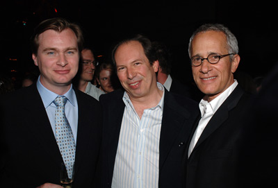 Hans Zimmer, James Newton Howard and Christopher Nolan at event of Betmenas: Pradzia (2005)