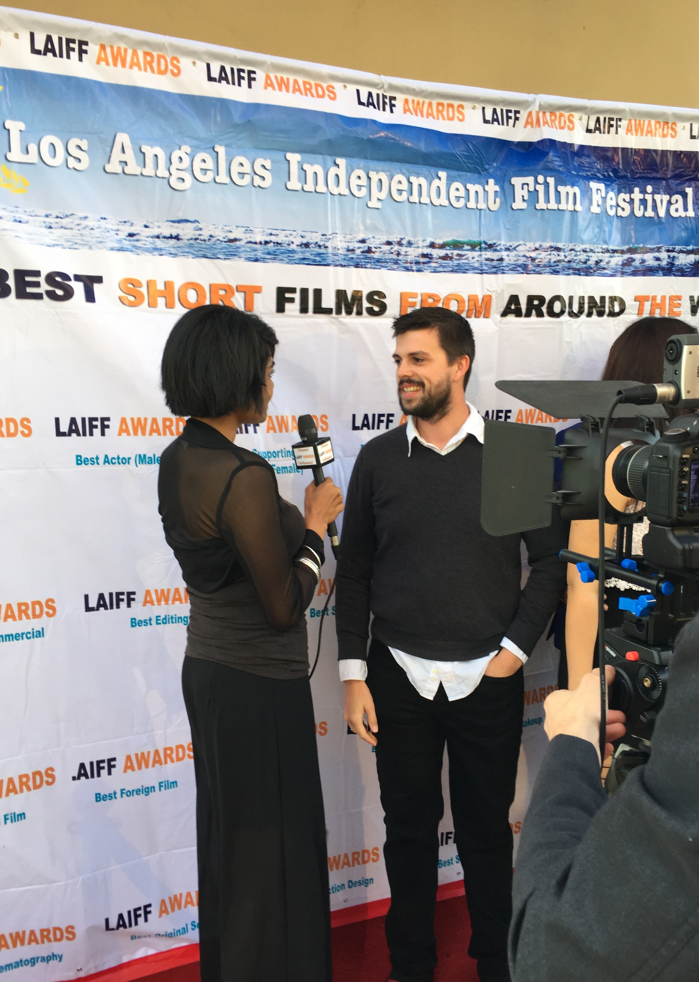 Being interviewed at LAIFF before the screening of 
