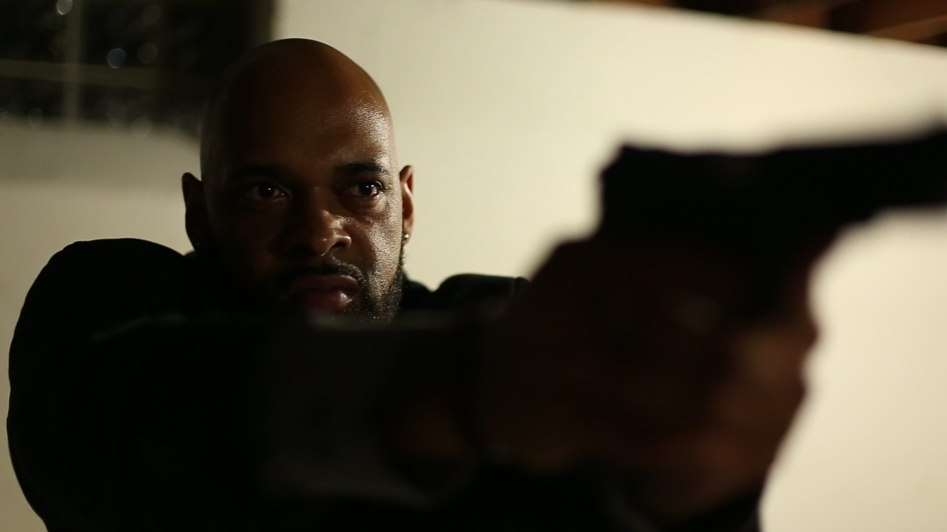 Detective Quincy Smith, played by actor Shane Carson in the film, Foxx and Hound. Filmed in October of 2013.
