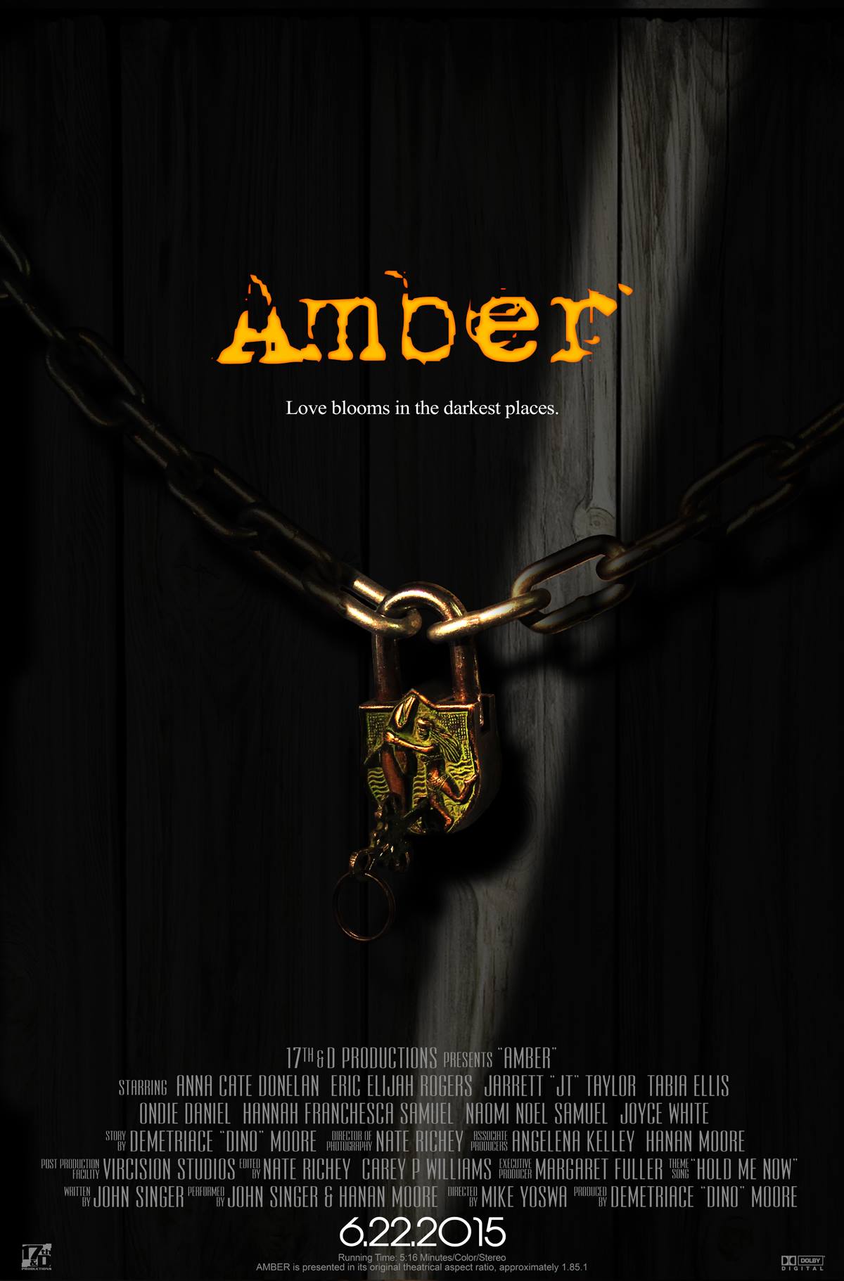Film Poster AMBER soon to become a featured full length movie.