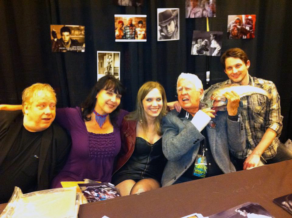 Stephen Brodie at Texas Frightmare Weekend with John Gulager, Diane Goldner, Cassie Shea Watson, Clu Gulager, and a hungry piranha