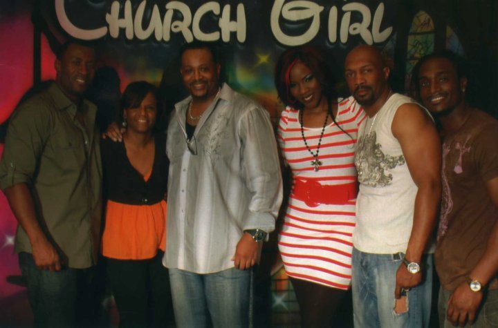 James Lewis with fellow cast mates of Church Girl.