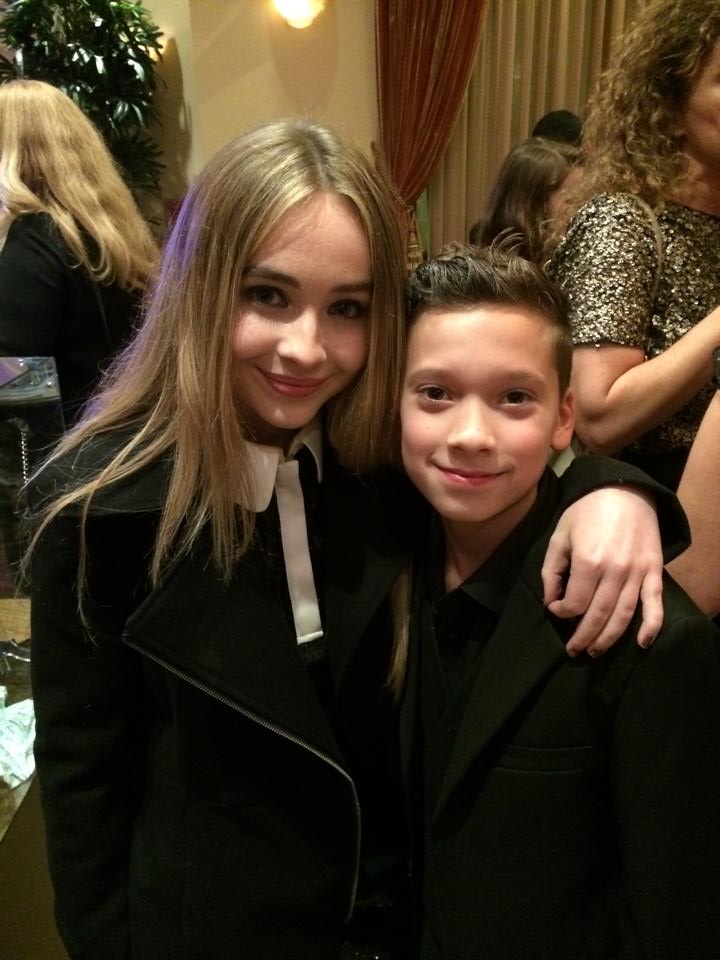 Tristan DeVan with Sabrina Carpenter at a Looking Ahead event for young actors