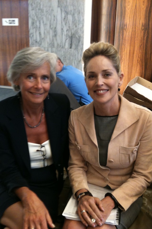 Marie-Jeanne Maldague with Sharon Stone Shooting 
