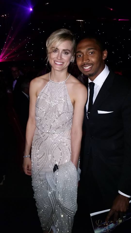 Noel Braham and actress Taylor Schilling at the 2014 Emmy's Governor's Ball.