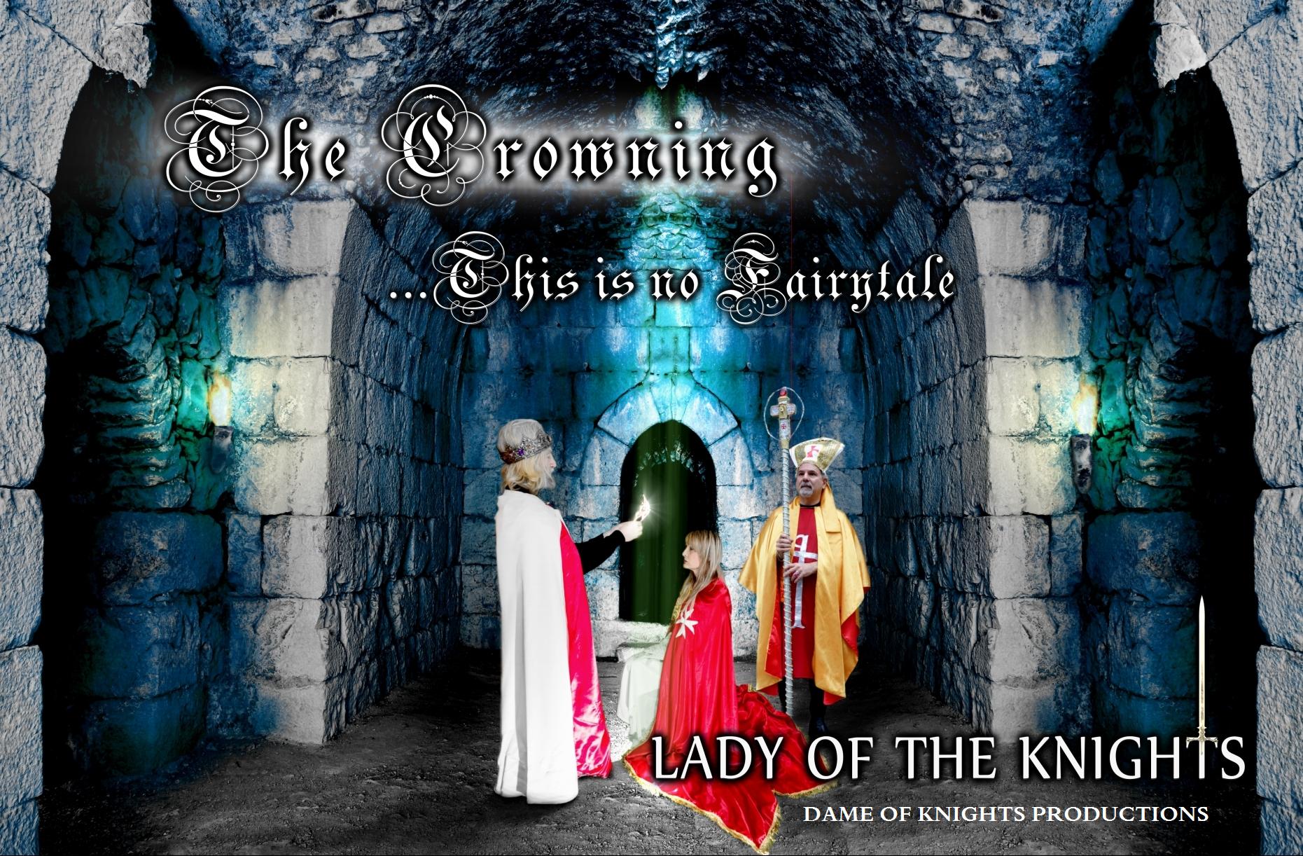 Poster for Lady Of The Knights cast, castle scene, Sindy getting crowned. Sindy Jeffrey - Lady Of The Knights Brad Teeter - King Ira Rottenber - Bishop