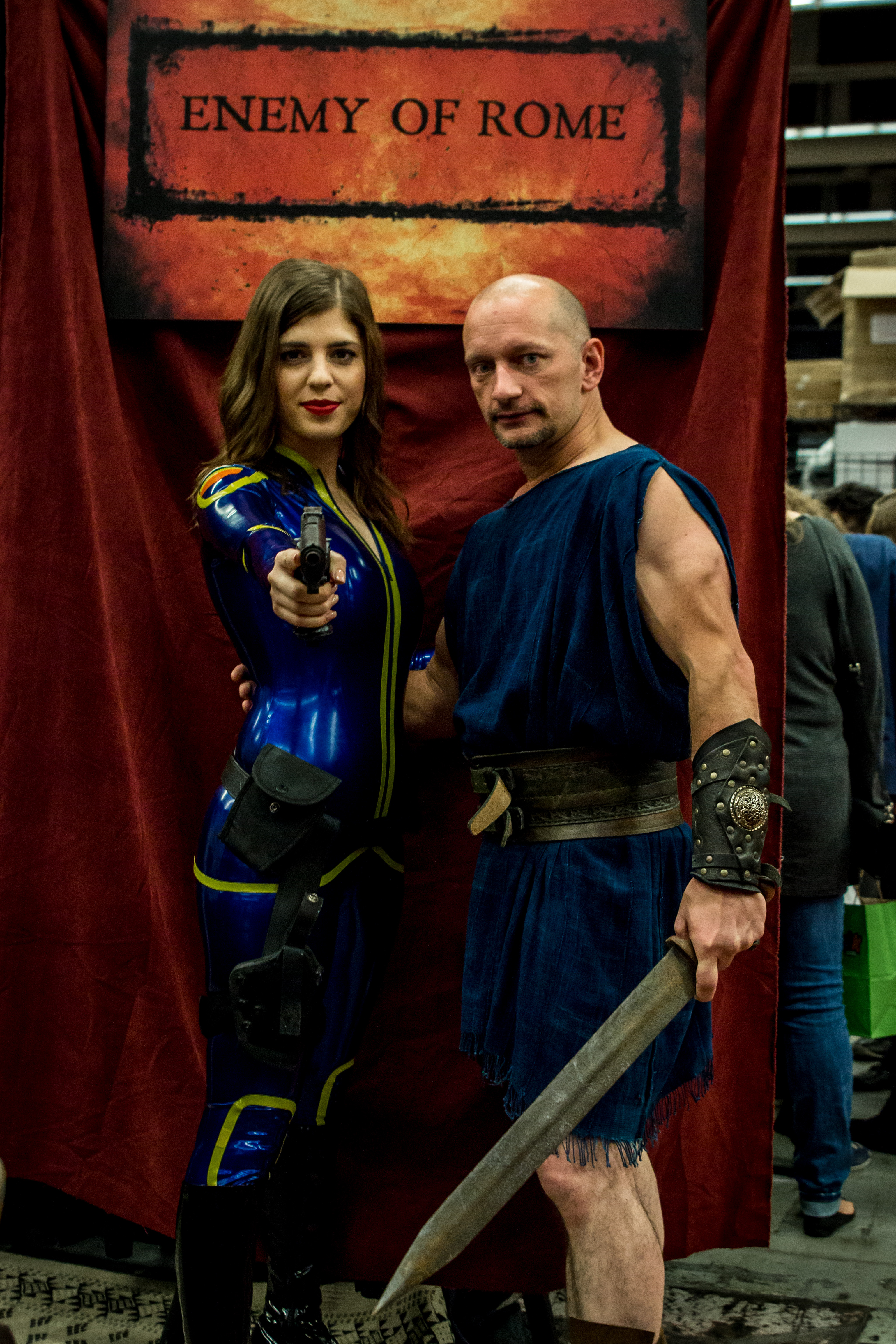 Promoting Enemy of Rome at Montreal ComicCon with actress and model Sandra Belrose from Heroes of the North