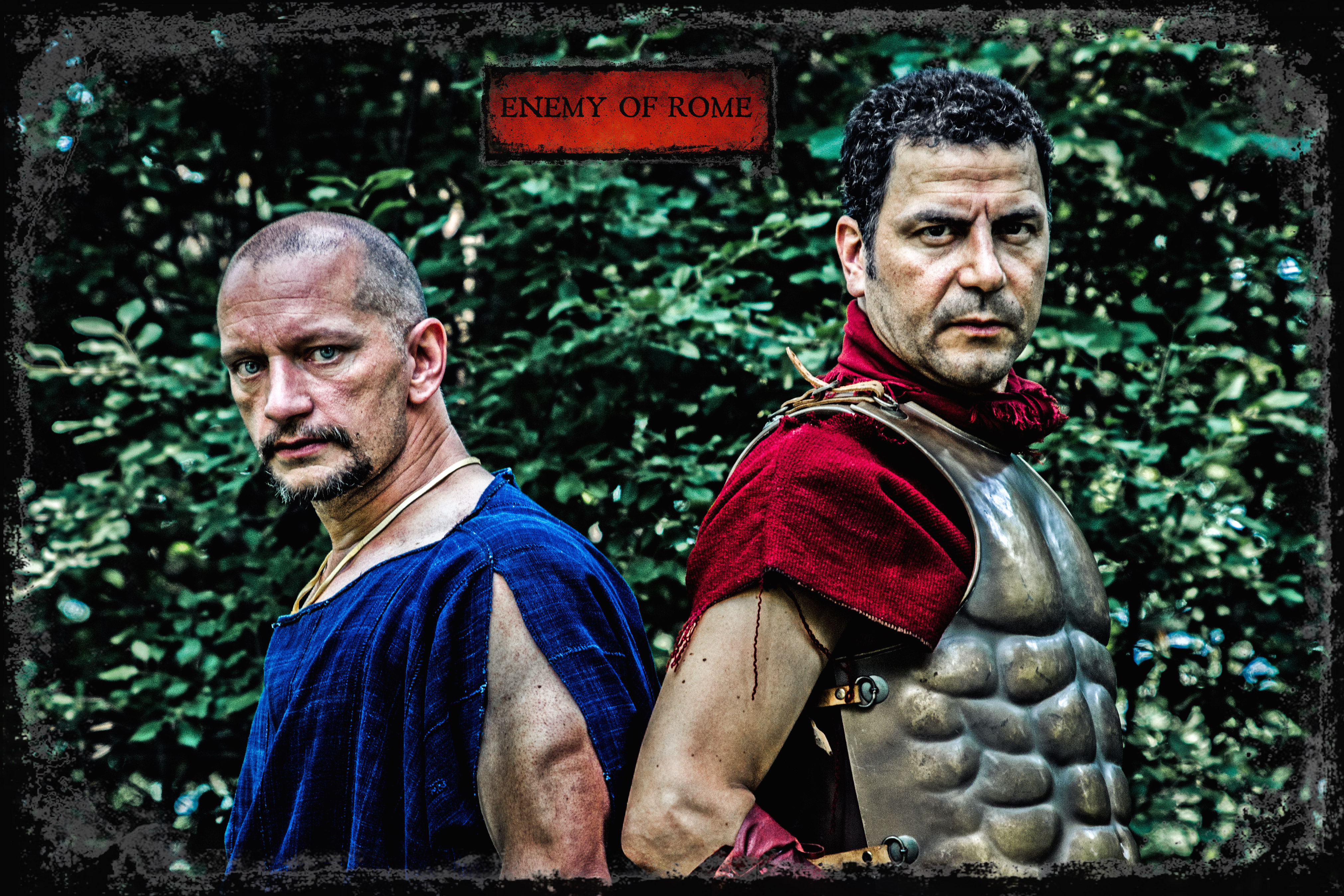 Actors Sylvano Harvey as Vitellius and Allan Carvalho as Sertorius in Enemy of Rome