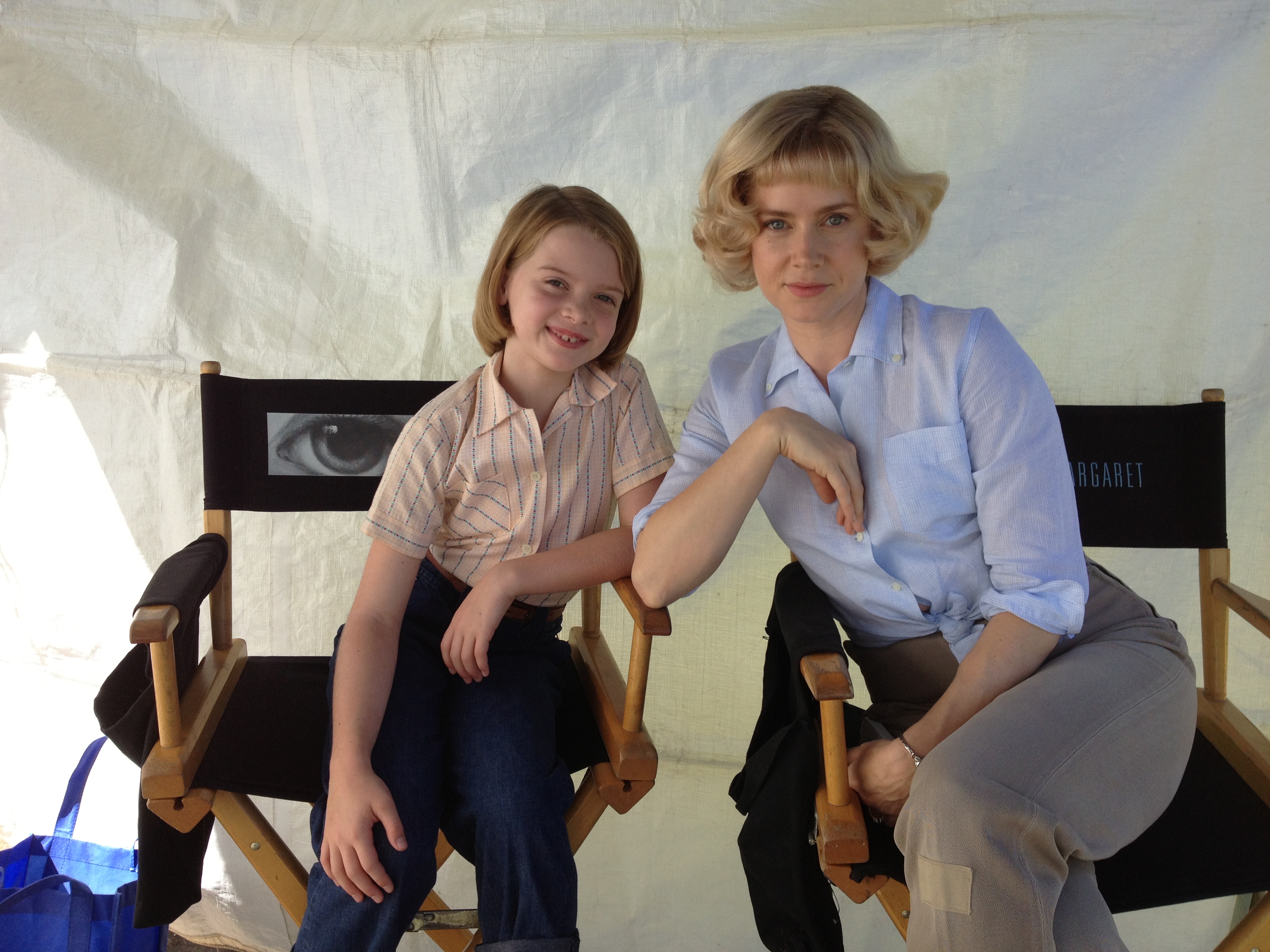 Amy Adams and Delaney Raye taking a break on the set of Tim Burton's Big Eyes Vancouver Canada