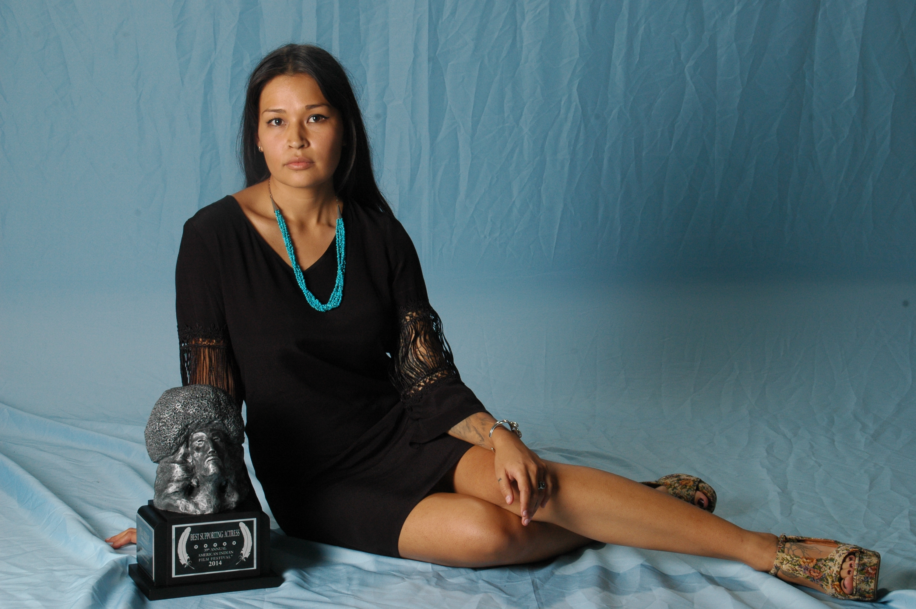 Morningstar Angeline at the American Indian Film Festival after receiving her award for Best Supporting Actress in Drunktown's Finest