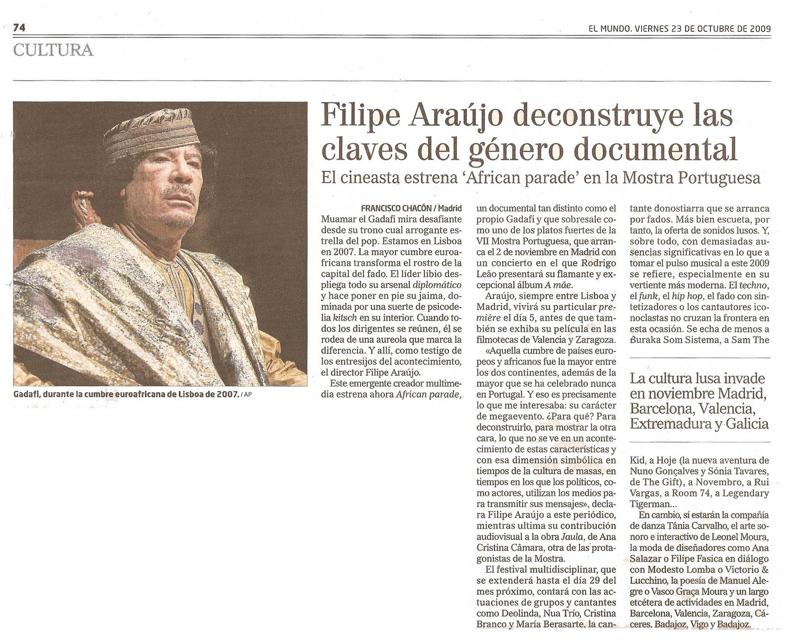 El Mundo - newspaper article (Spanish)