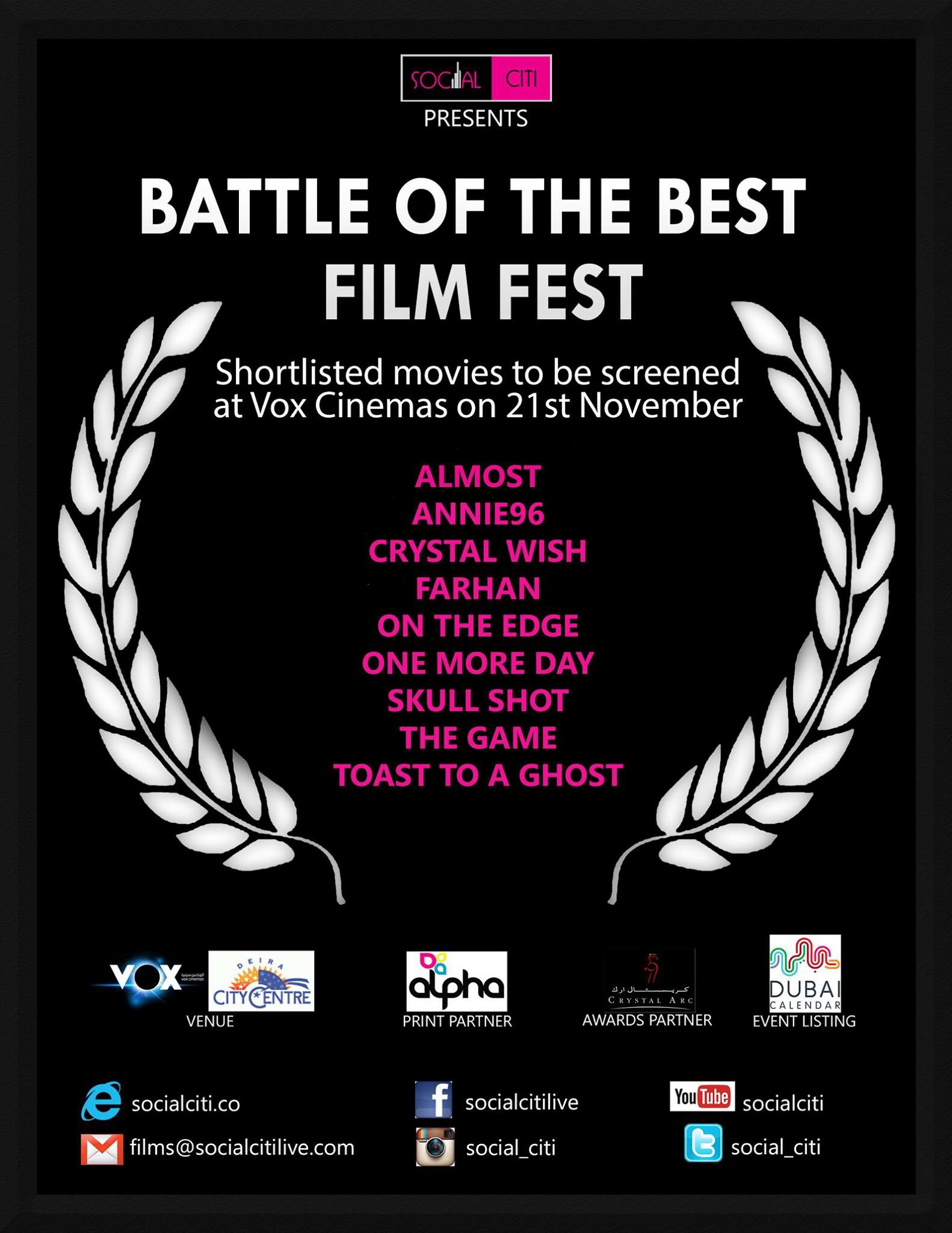Short film CRYSTAL WISH in Top10 at the Battle Of The Best a Film Fest 2014 in Dubai, UAE
