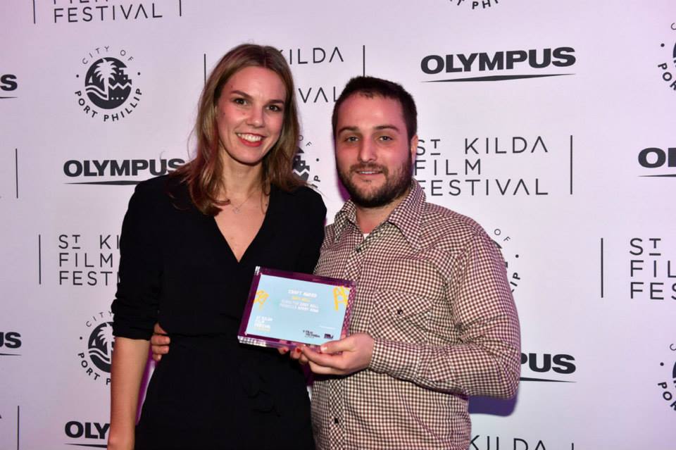 Accepting the Craft award at St Kilda Film Festival, 2015